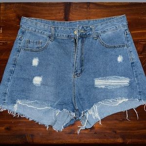 Light wash SHEIN shorts.